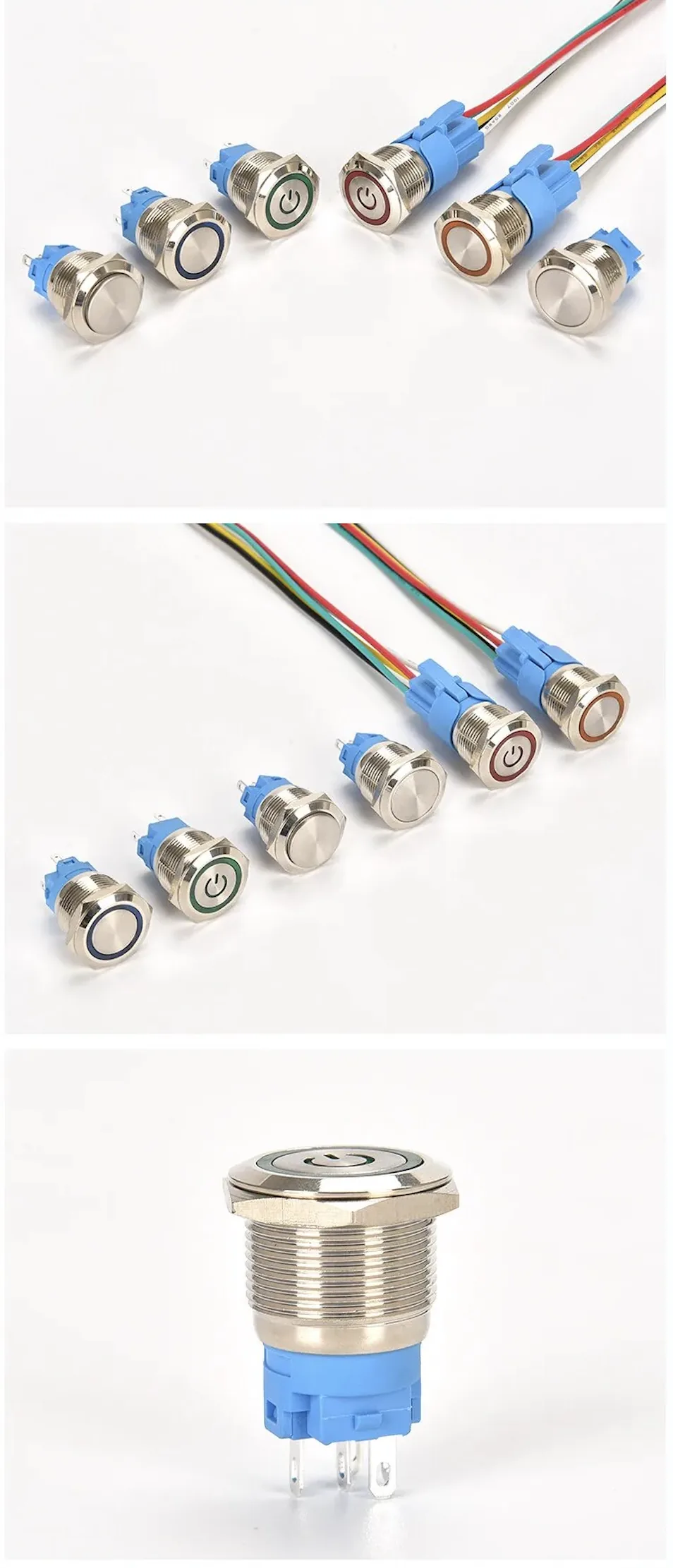 12mm 금속 LED 푸시버튼 스위치 - 순간동작·DC 저전압용 상세 이미지