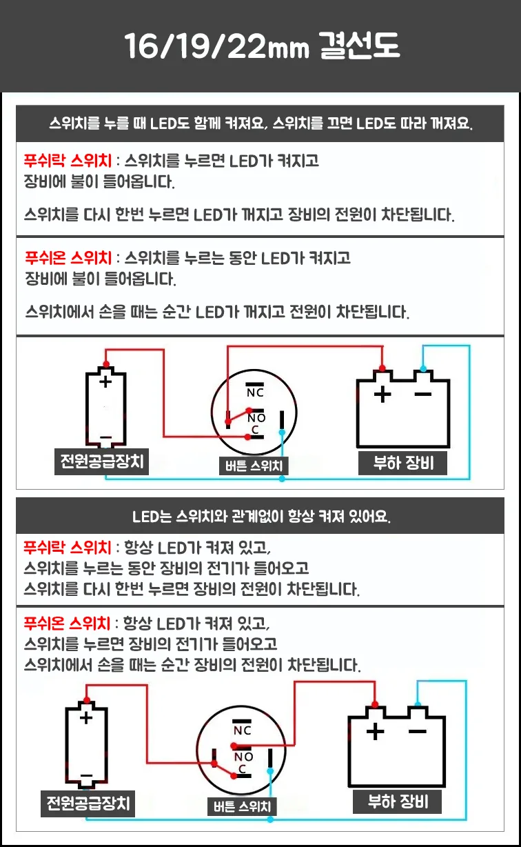 12mm 금속 LED 푸시버튼 스위치 - 순간동작·DC 저전압용 상세 이미지