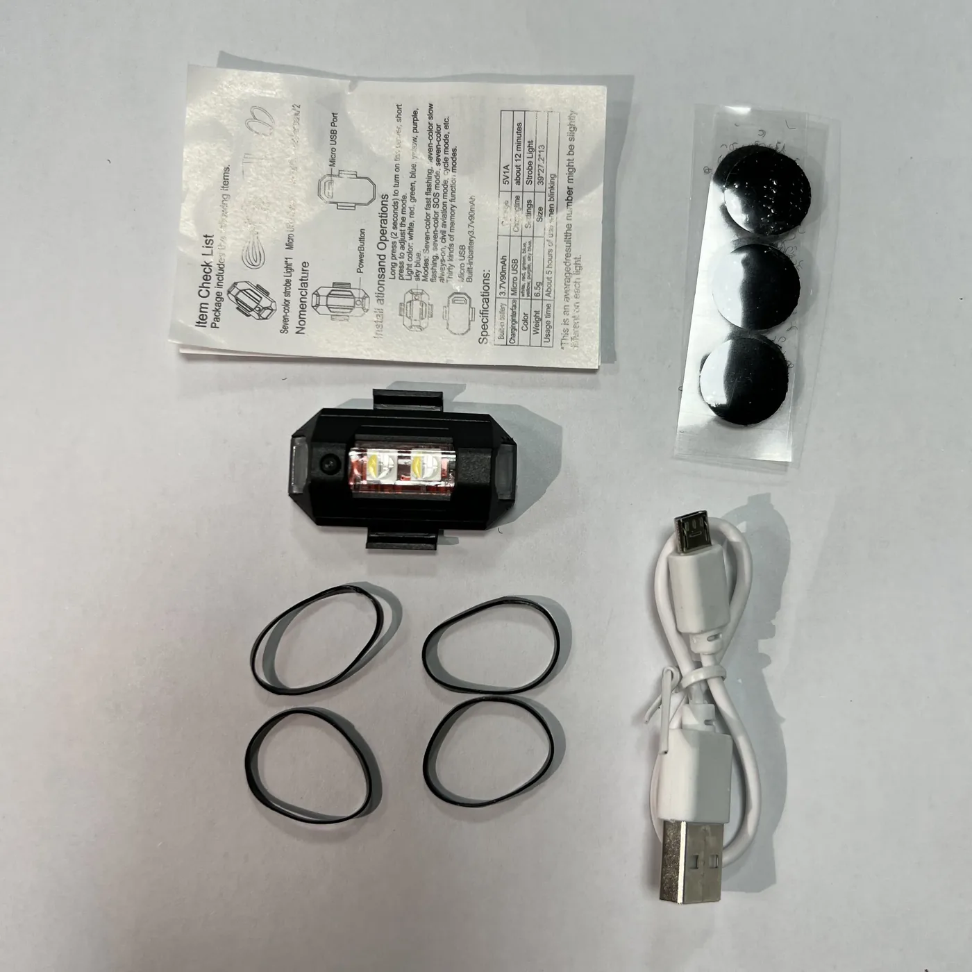 USB 충전 7색 소형 LED 스트로브 점멸등 90mAh 상세 이미지
