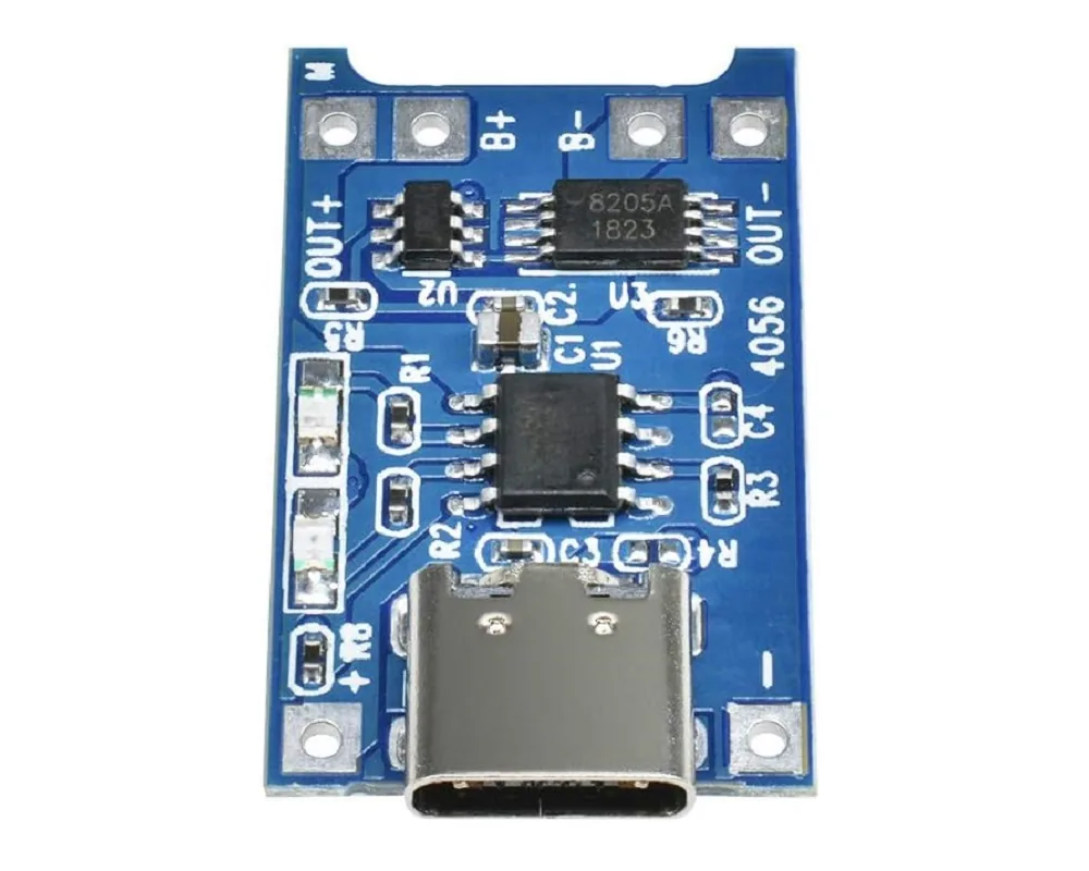 4056 표기 USB-C 1셀 리튬 충전·보호 베어 모듈(셀 미포함) 상세 이미지