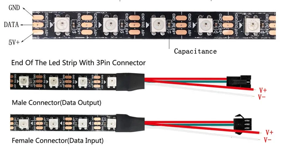 WS2812 DC 5V RGB LED 스트립 모듈 상세 이미지