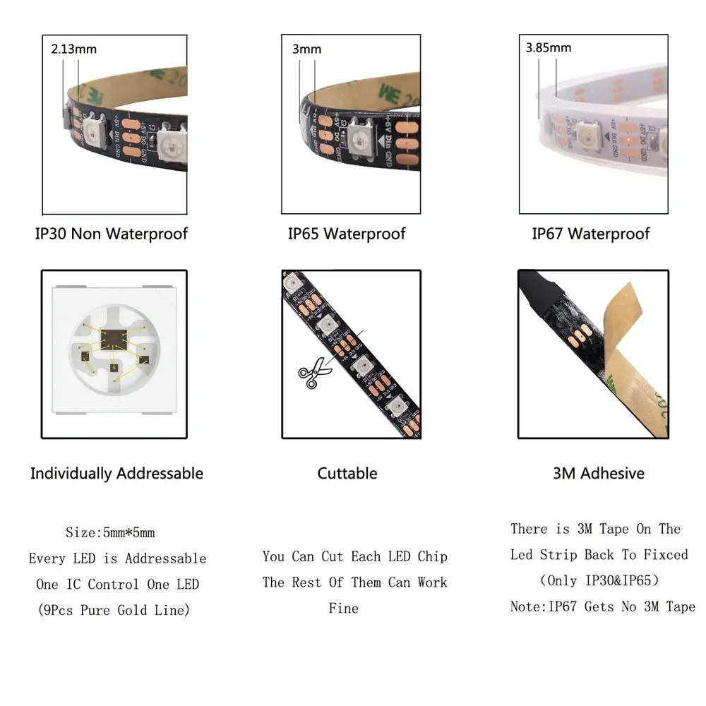 WS2812 DC 5V RGB LED 스트립 모듈 상세 이미지