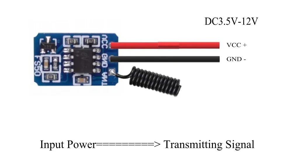 EV1527 433.92MHz 미니 RF 무선 송신 모듈 DC 3~12V 상세 이미지