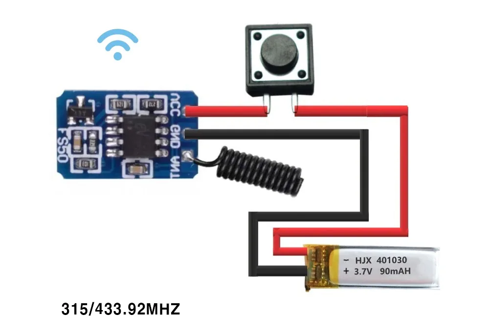 EV1527 433.92MHz 미니 RF 무선 송신 모듈 DC 3~12V 상세 이미지