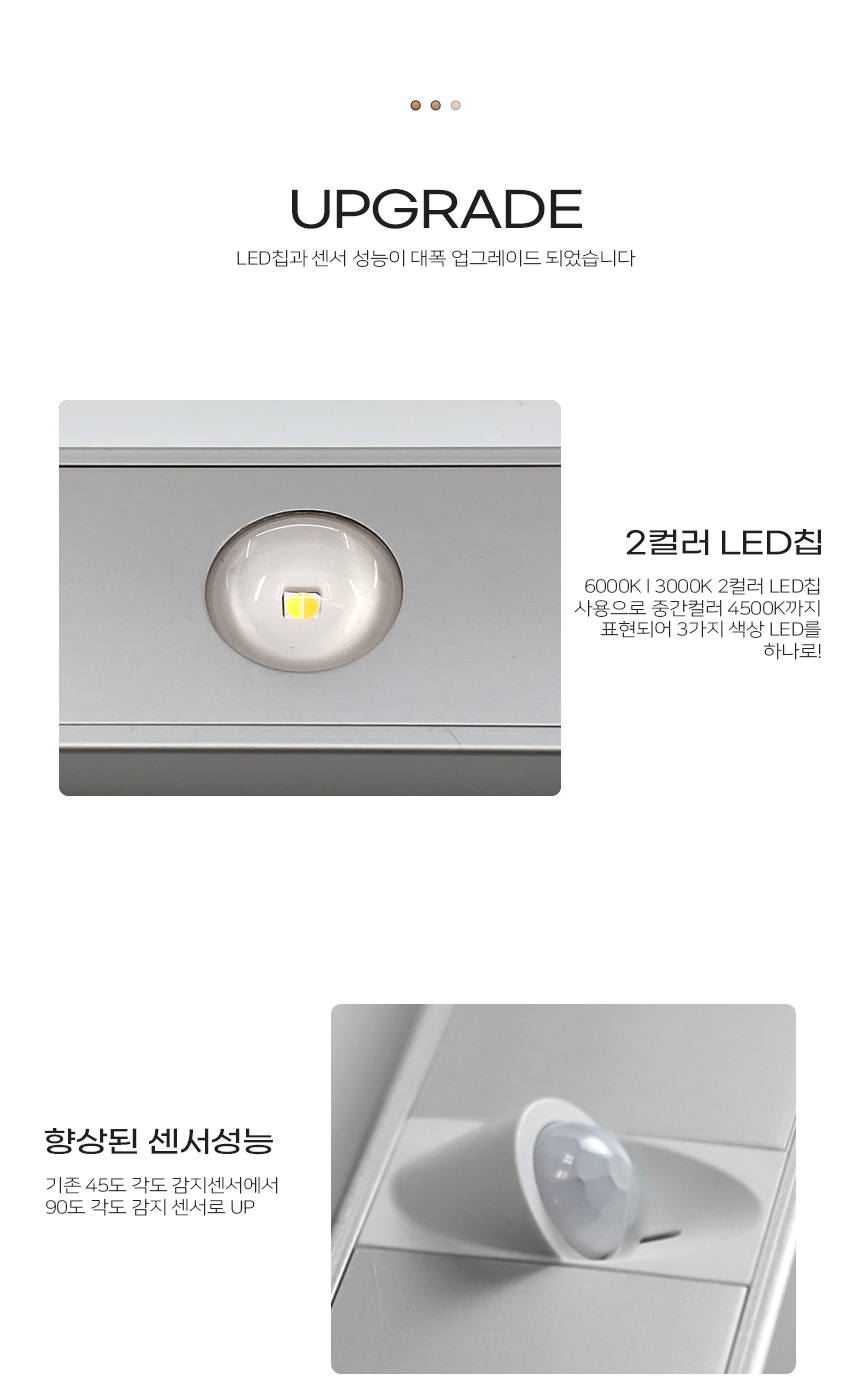 자석고정 충전식 3컬러 LED센서라이트 / 침대 주방 거실 무드등 간접등 센서등 인테리어 조명 상세 이미지